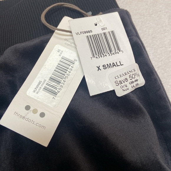 THREE DOTS NWT Size M Velour Look Black Joggers - Picture 3 of 10